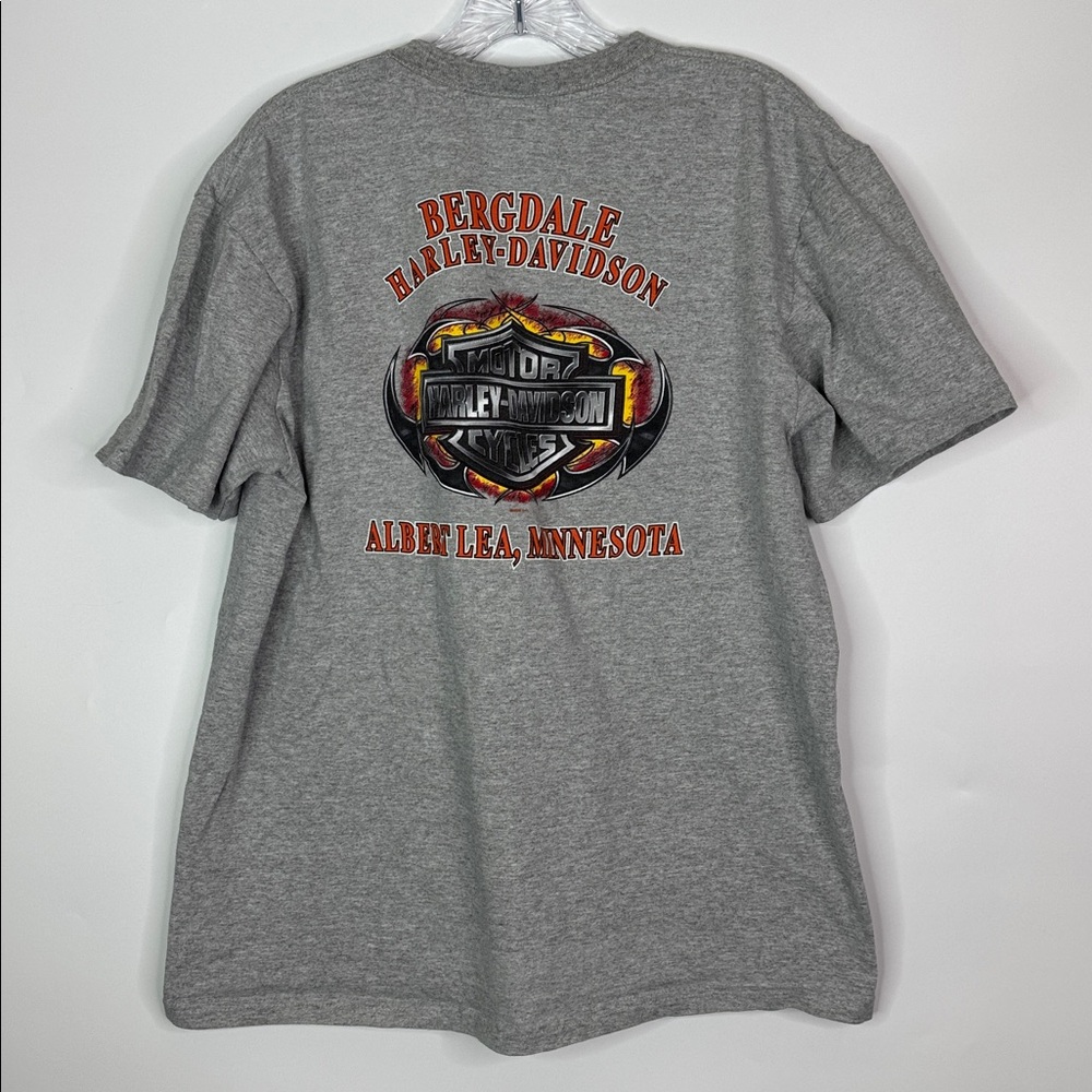 Harley Davidson Bergdale Albert Lea, Minnesota 2010 Gray Tshirt Size Large